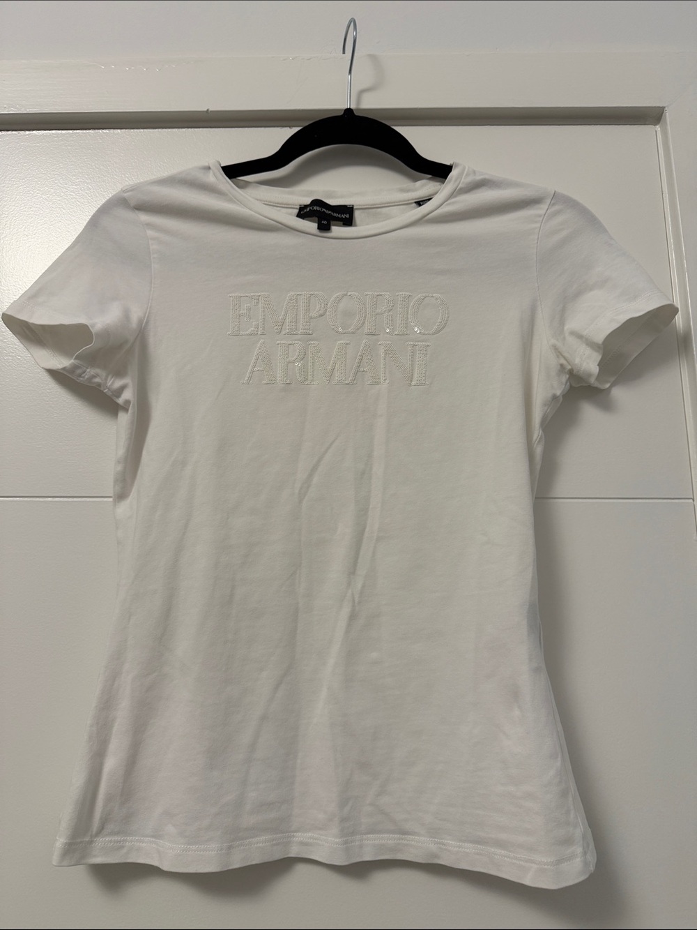 Emporio Armani White Embroidered Logo Short Sleeve Tee